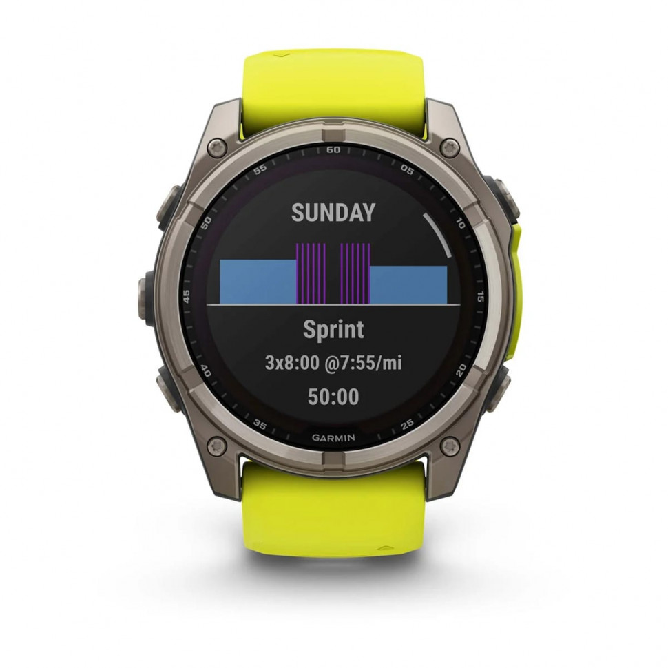 Умные часы Garmin Fenix 8 51mm SOLAR Sapphire Titanium with Amp Yellow/Graphite Silicone Band (010-02907-20)