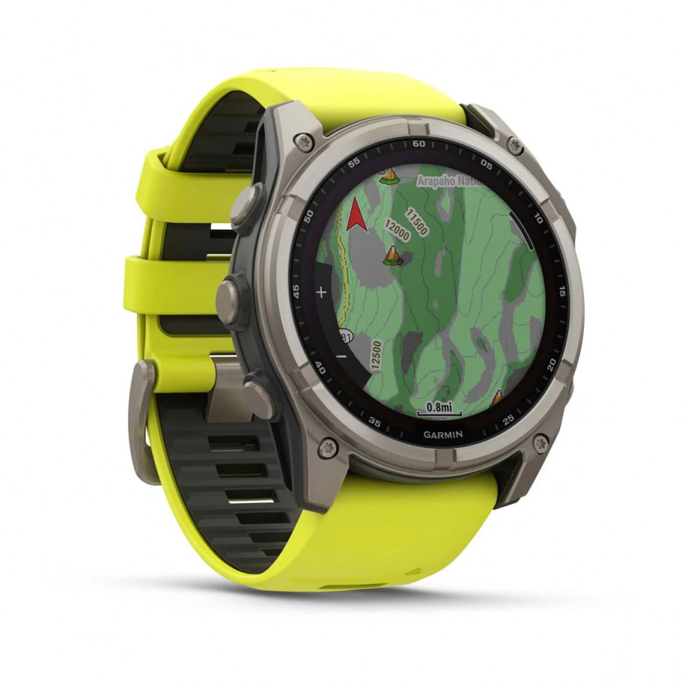 Умные часы Garmin Fenix 8 51mm SOLAR Sapphire Titanium with Amp Yellow/Graphite Silicone Band (010-02907-20)