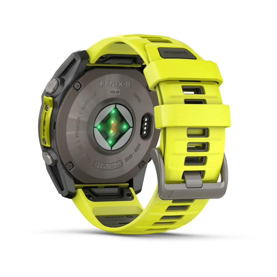Умные часы Garmin Fenix 8 51mm SOLAR Sapphire Titanium with Amp Yellow/Graphite Silicone Band (010-02907-20)