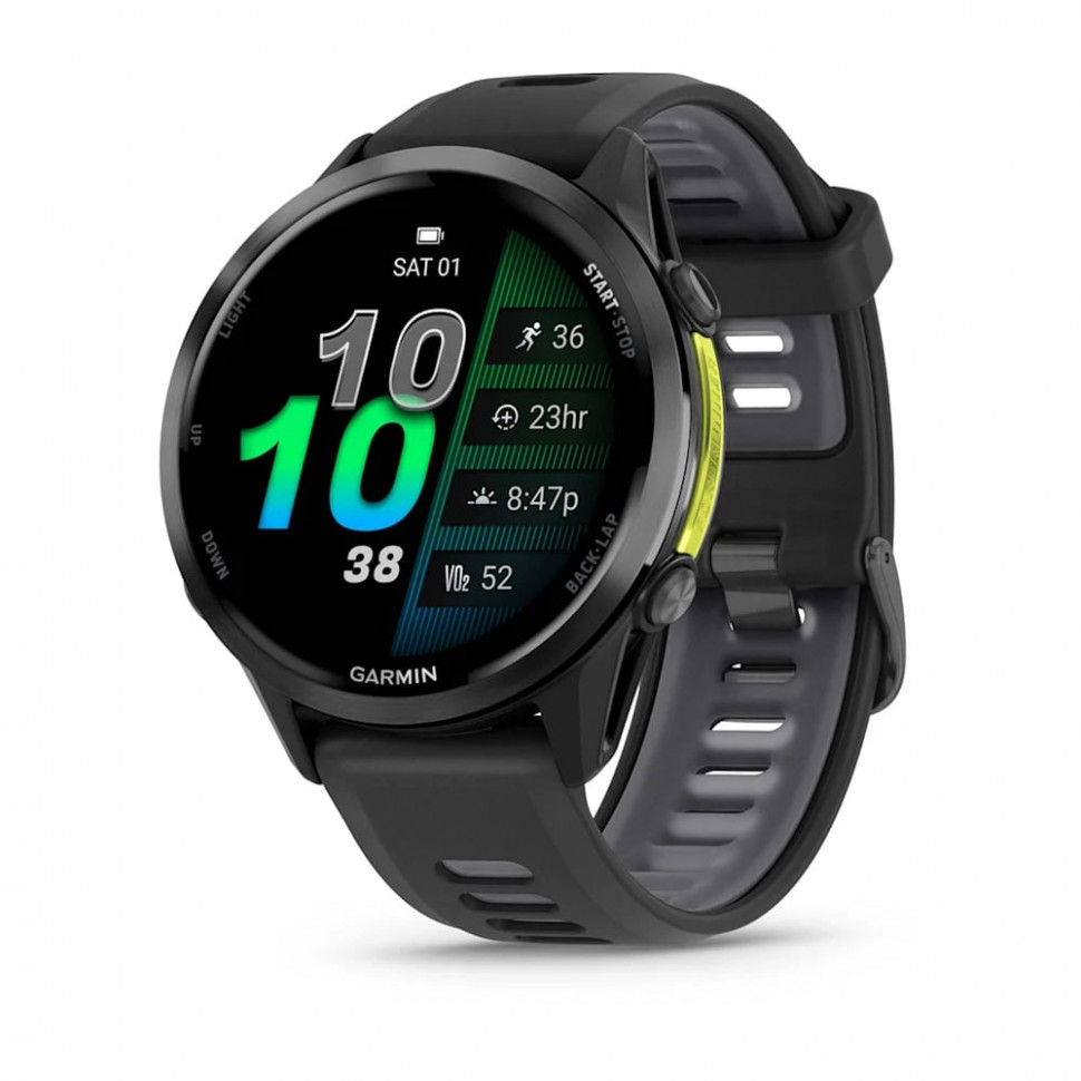 Умные часы Garmin Forerunner 970 Carbon Gray DLC Titanium with Black Case and Black/Translucent Whitestone Band (010-02969-00)