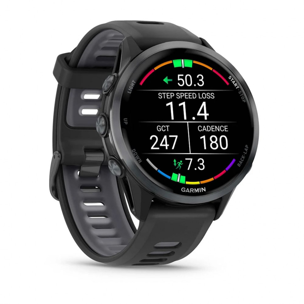 Умные часы Garmin Forerunner 970 Carbon Gray DLC Titanium with Black Case and Black/Translucent Whitestone Band (010-02969-00)