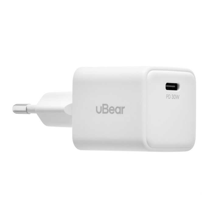 Сетевое зарядное устройство uBear Bridge GaN 30W USB-C PD PPS Белый