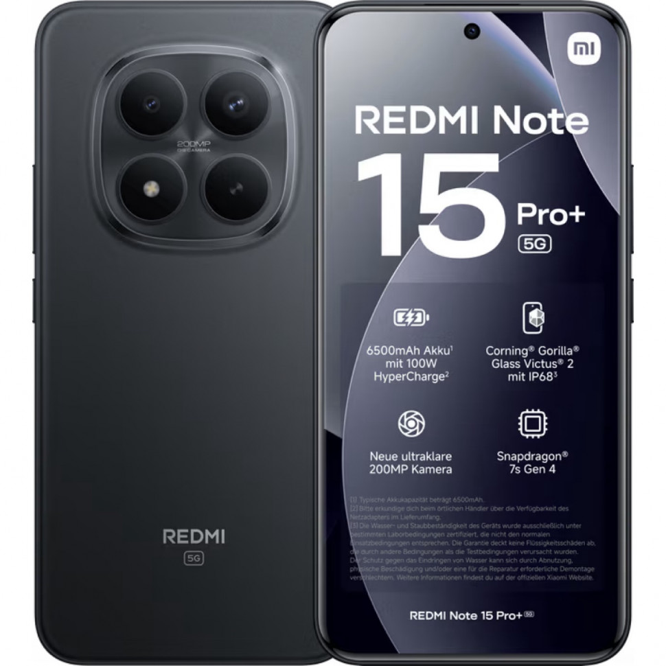 Смартфон Xiaomi Redmi Note 15 Pro+ 5G 8/256GB Черный (Black)
