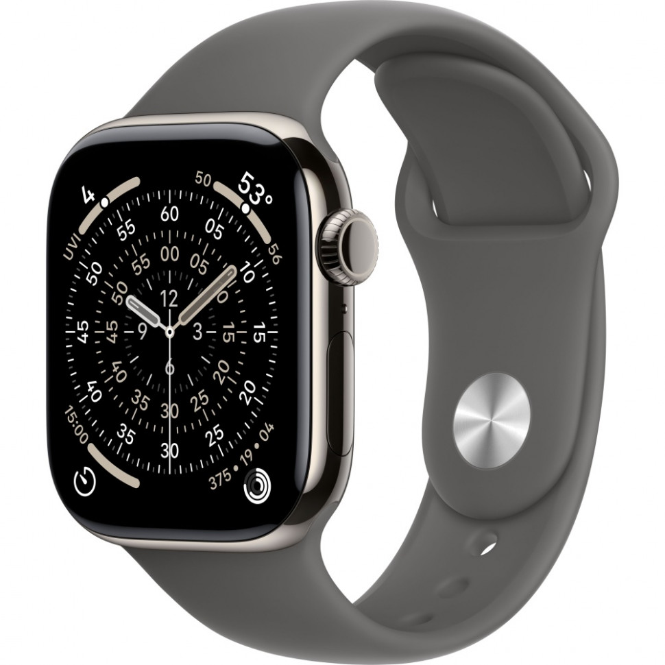 Умные часы Apple Watch Series 11 42mm Natural Titanium Case with Stone Gray Sport Band (S/M)