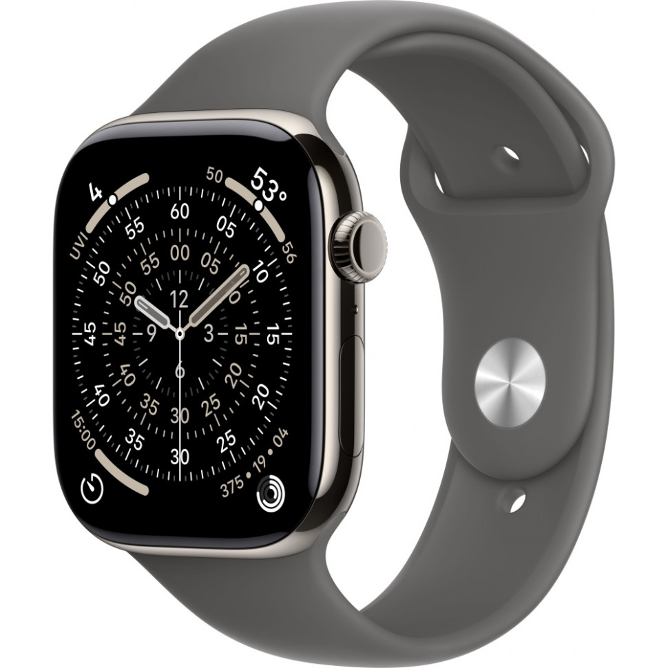 Умные часы Apple Watch Series 11 46mm Natural Titanium Case with Stone Gray Sport Band (S/M)