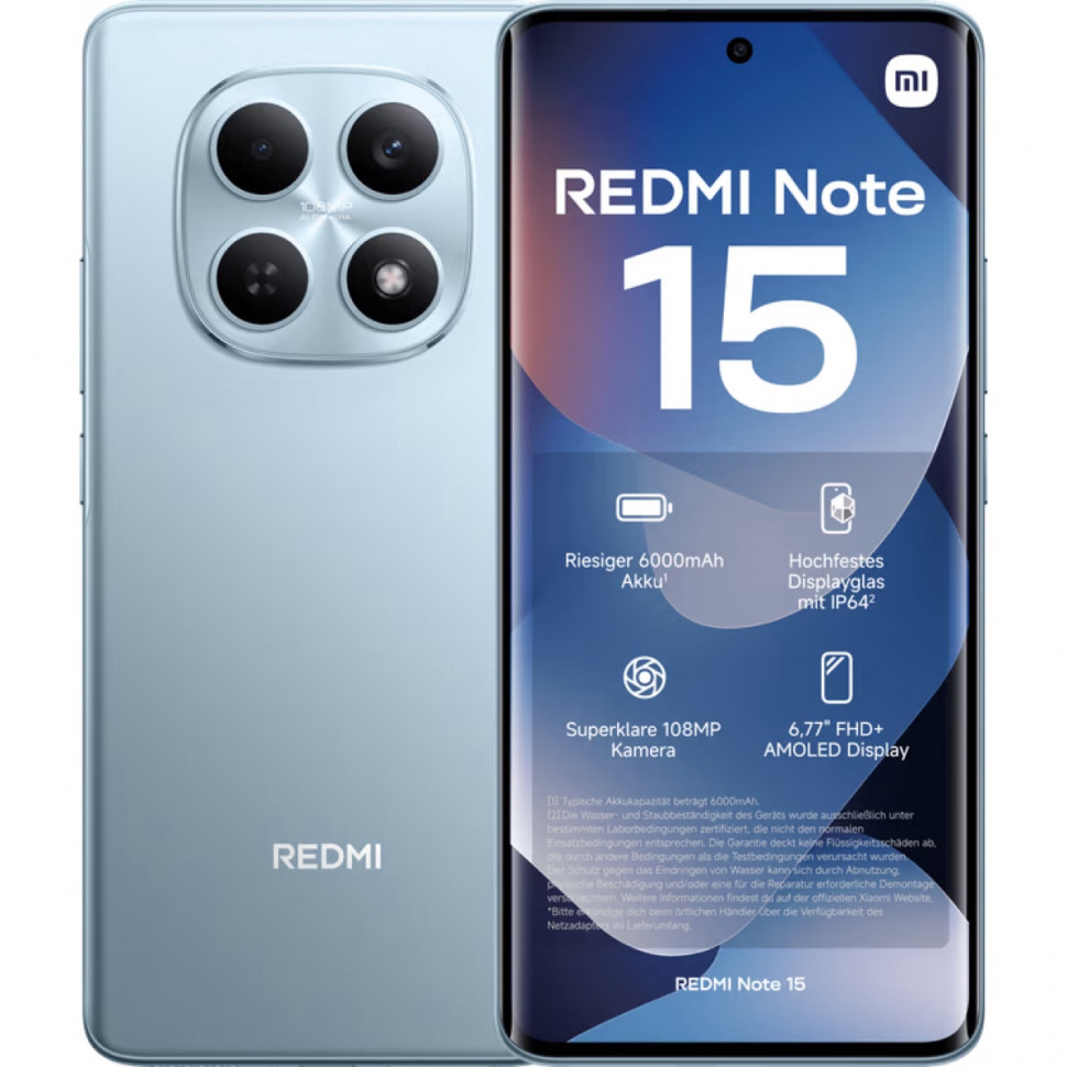 Смартфон Xiaomi Redmi Note 15 4G 8/128GB Синий (Glacier Blue)