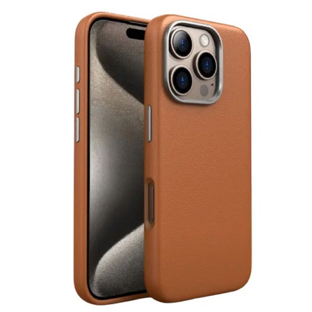 Чехол защитный искусственная кожа для iPhone 16 Pro Коричневый