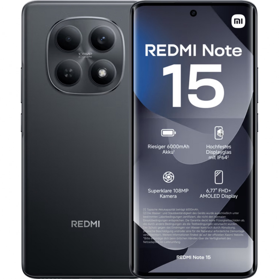 Смартфон Xiaomi Redmi Note 15 4G 6/128GB Черный (Black)