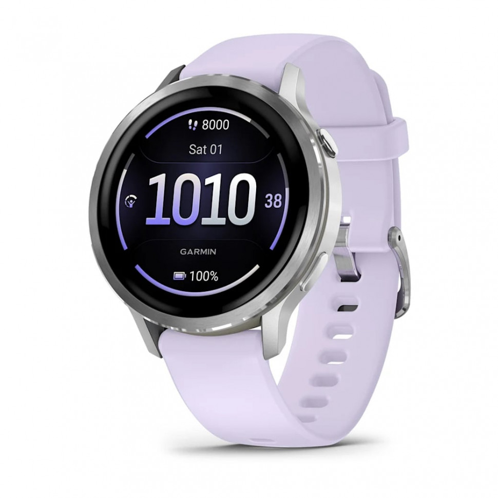 Умные часы Garmin Venu 4 41mm Silver with Periwinkle Silicone Band (010-03013-01)