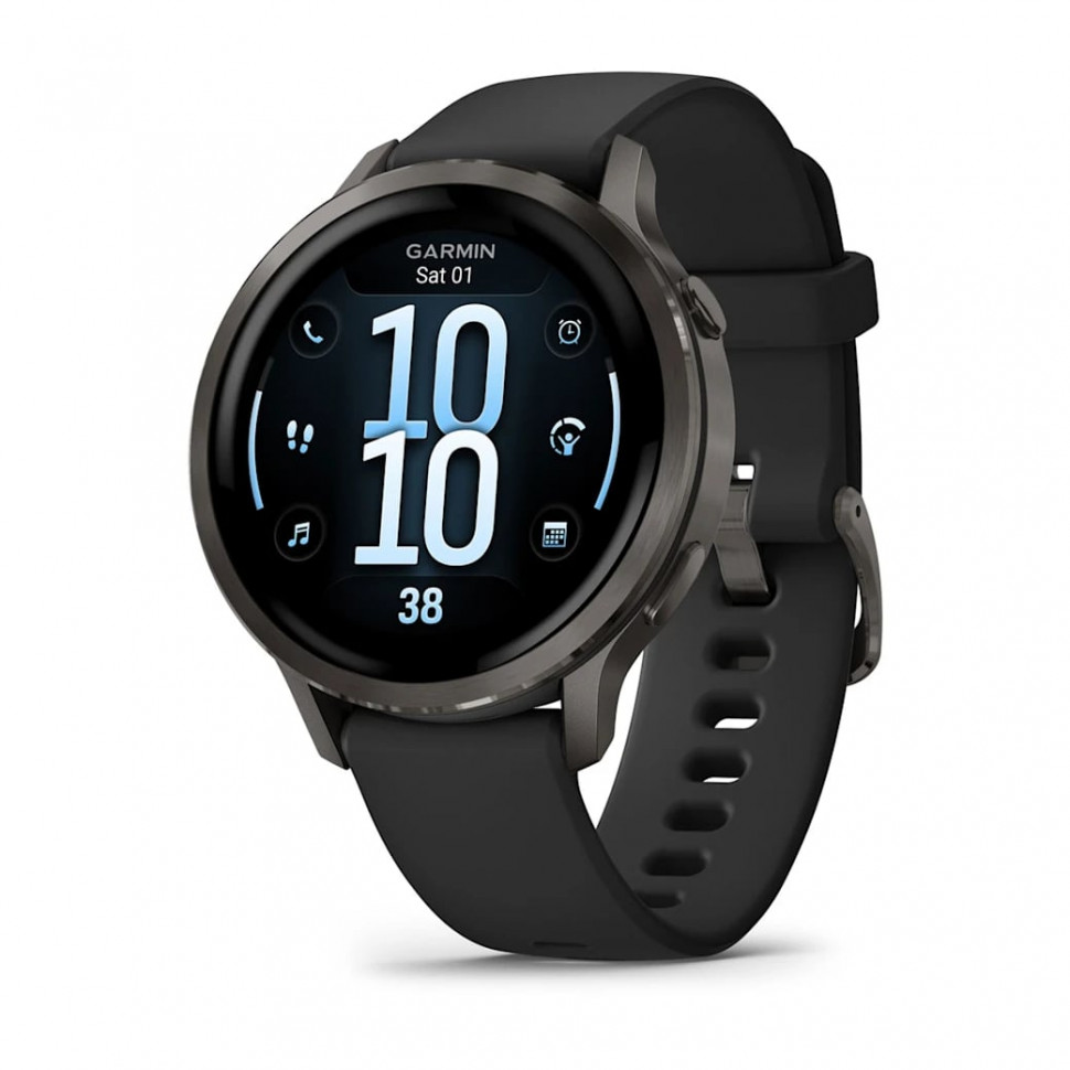 Умные часы Garmin Venu 4 41mm Slate with Black Silicone Band (010-03013-02)