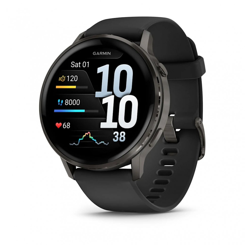 Умные часы Garmin Venu 4 45mm Slate with Black Silicone Band (010-03014-00)