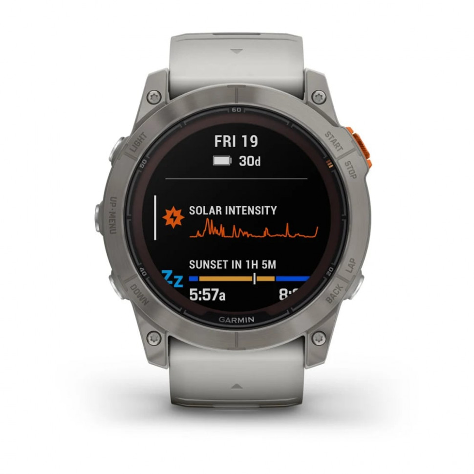 Умные часы Garmin Fenix 7X Pro 51mm SOLAR Sapphire Titanium with Fog Gray/Ember Orange Band (010-02778-15)