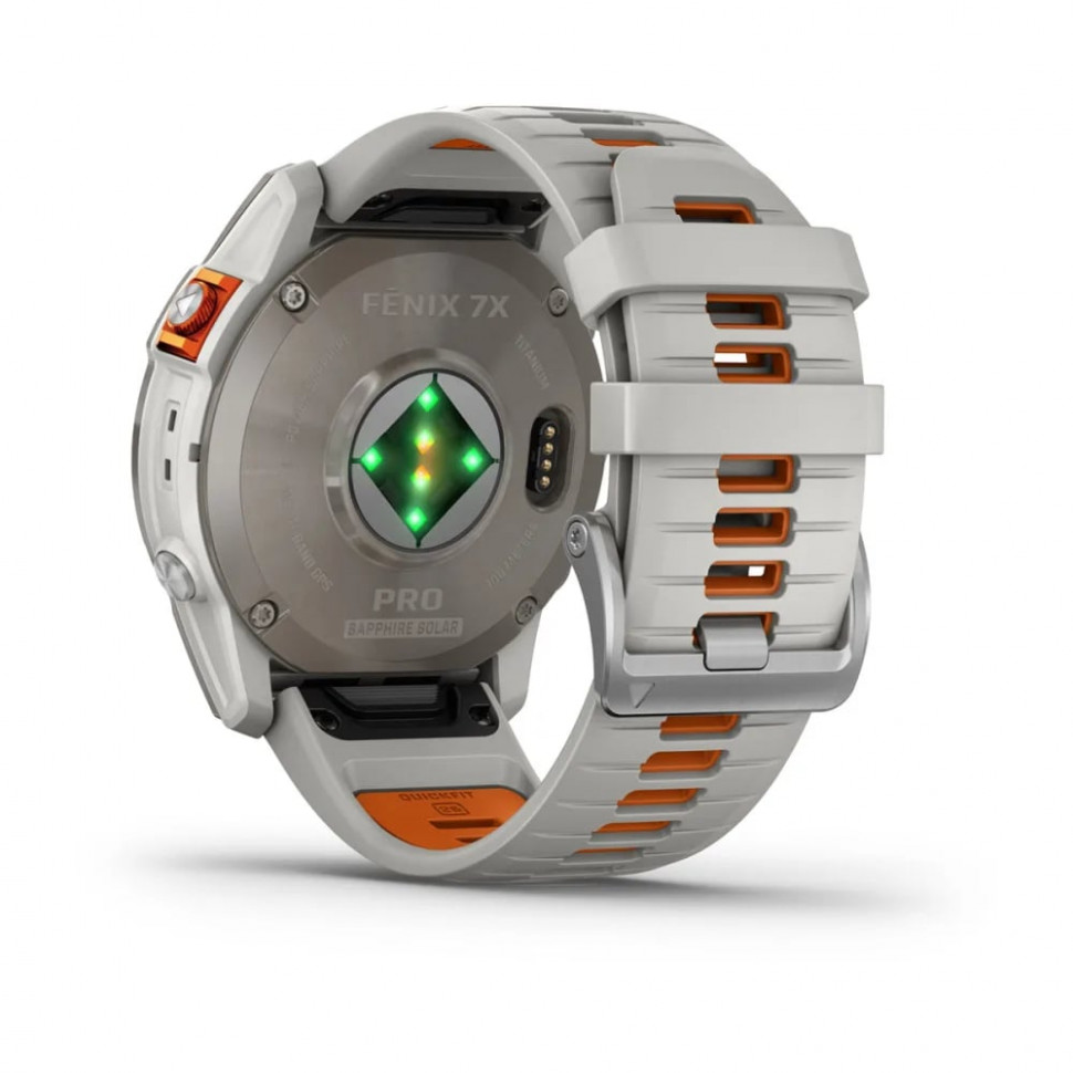 Умные часы Garmin Fenix 7X Pro 51mm SOLAR Sapphire Titanium with Fog Gray/Ember Orange Band (010-02778-15)