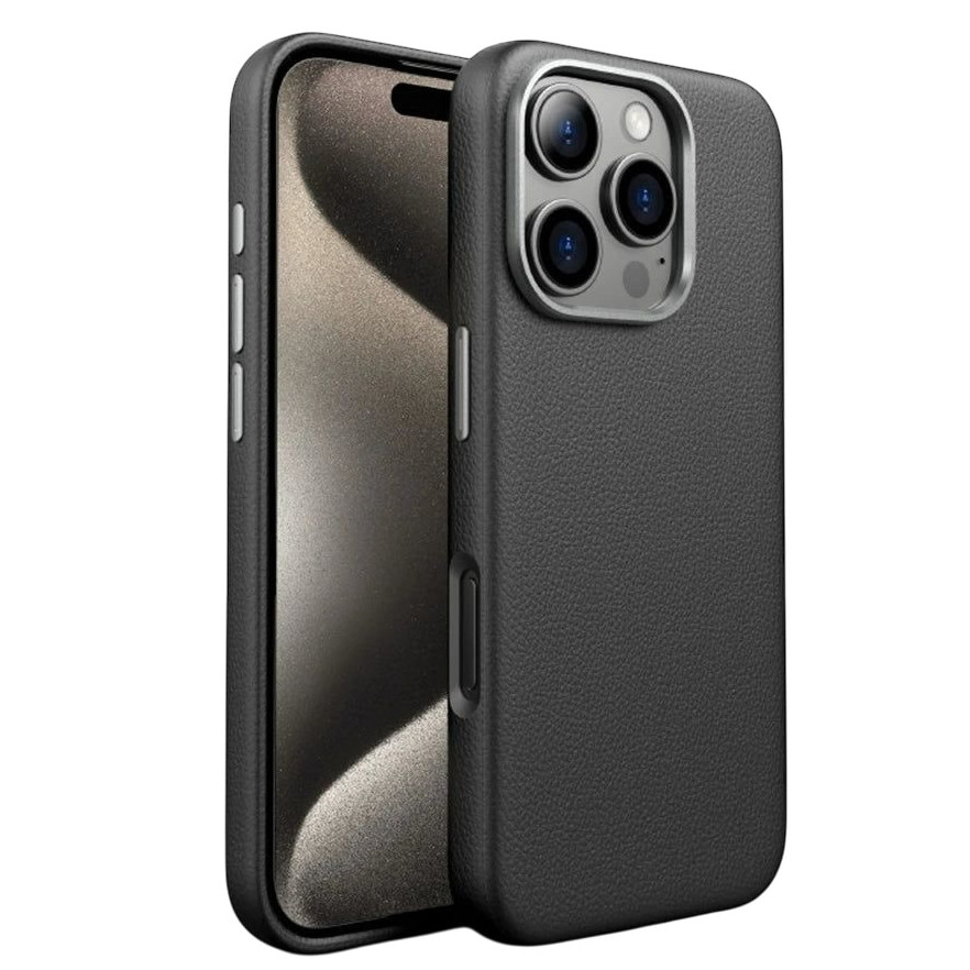 Чехол защитный искусственная кожа для iPhone 16 Pro Черный