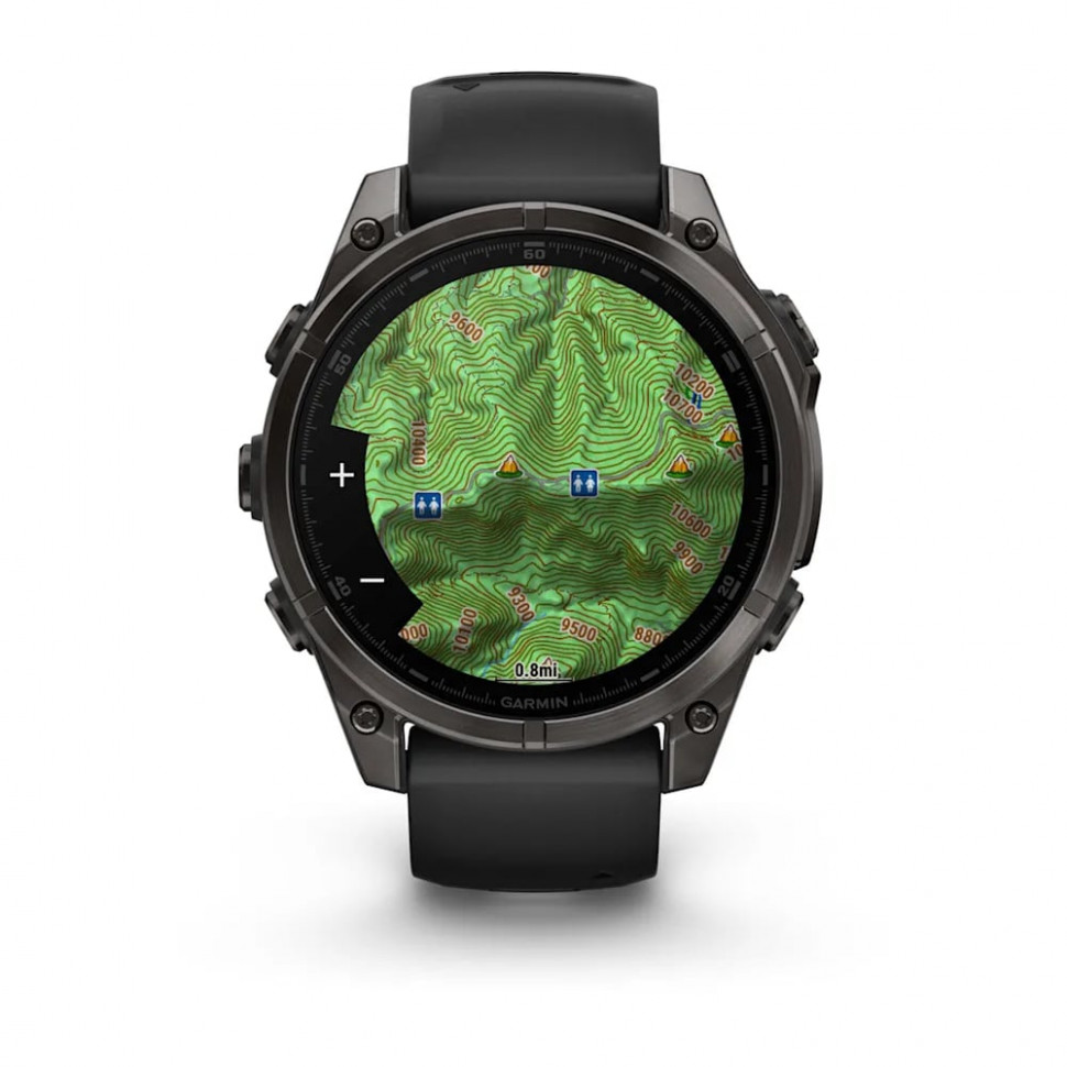 Умные часы Garmin Fenix 8 47mm AMOLED Sapphire Carbon Gray DLC Titanium with Black/Pebble Gray Silicone Band (010-02904-29)