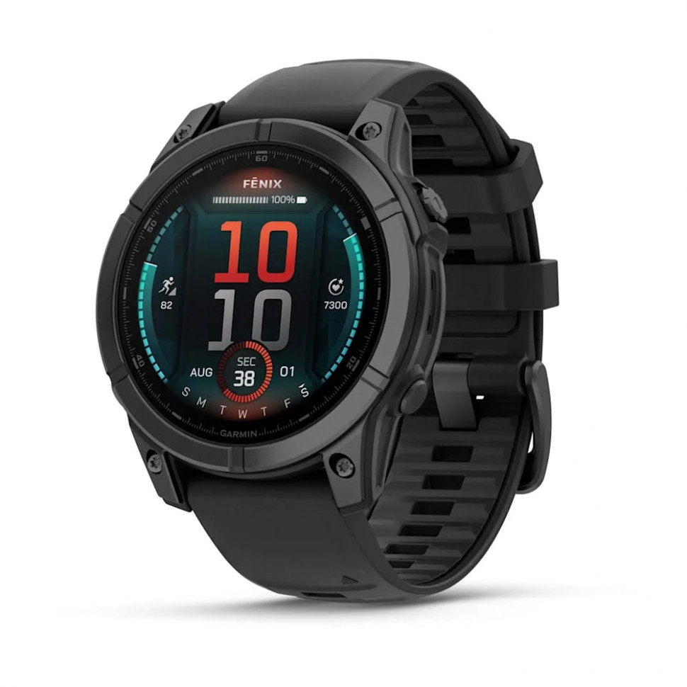 Умные часы Garmin Fenix E 47mm AMOLED Slate Gray Steel with Black Silicone Band (010-03025-03)