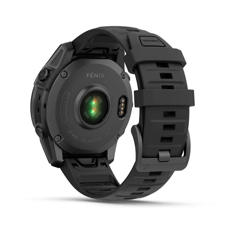 Умные часы Garmin Fenix E 47mm AMOLED Slate Gray Steel with Black Silicone Band (010-03025-03)