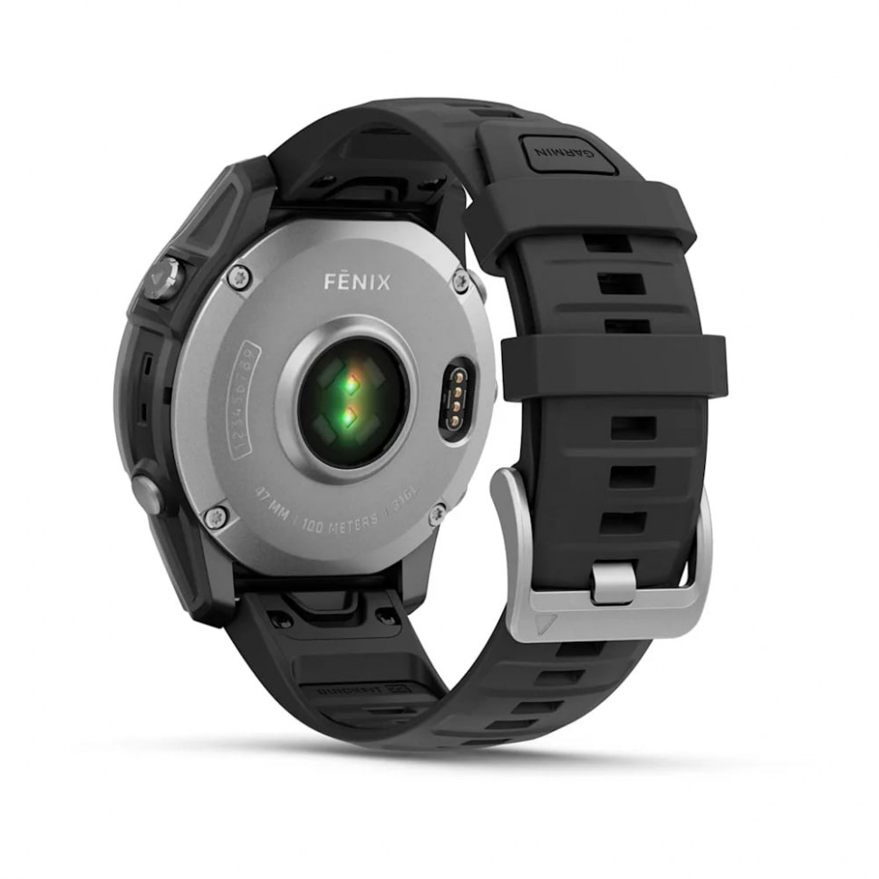 Умные часы Garmin Fenix E 47mm AMOLED Stainless Steel with Black Silicone Band (010-03025-02)