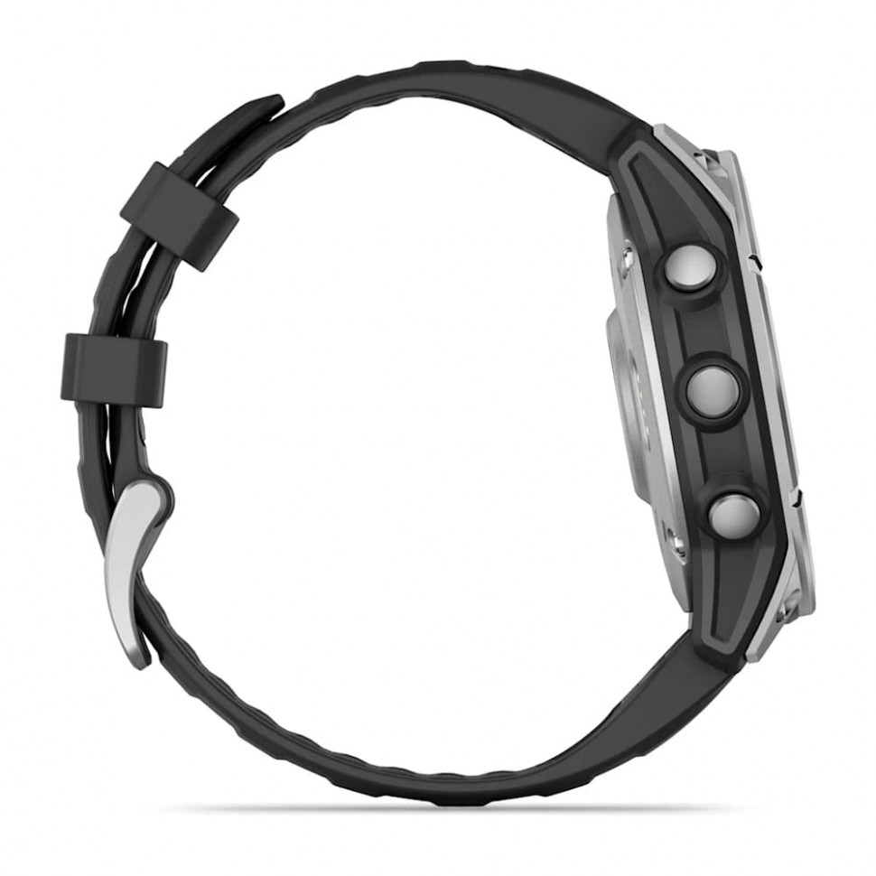 Умные часы Garmin Fenix E 47mm AMOLED Stainless Steel with Black Silicone Band (010-03025-02)