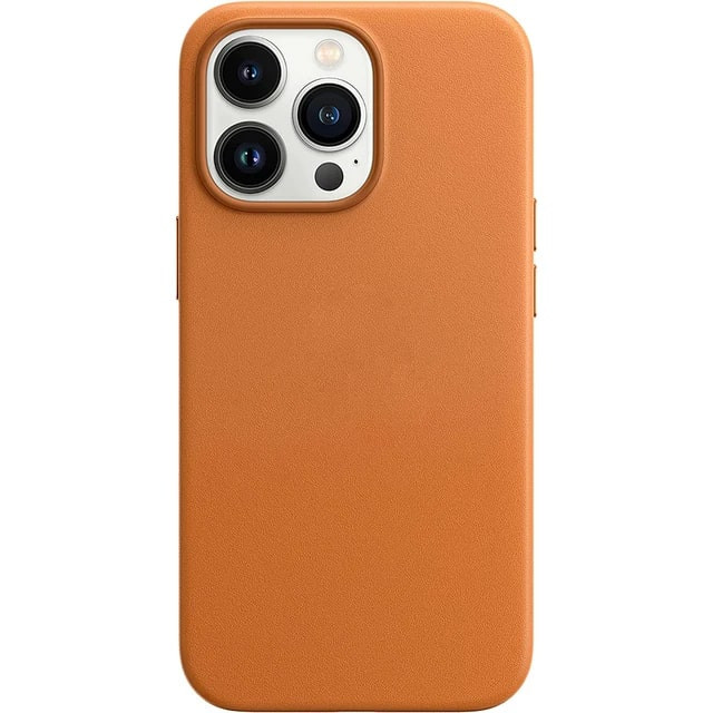 Чехол защитный противоударный искусственная кожа для iPhone 16 Pro Max Оранжевый
