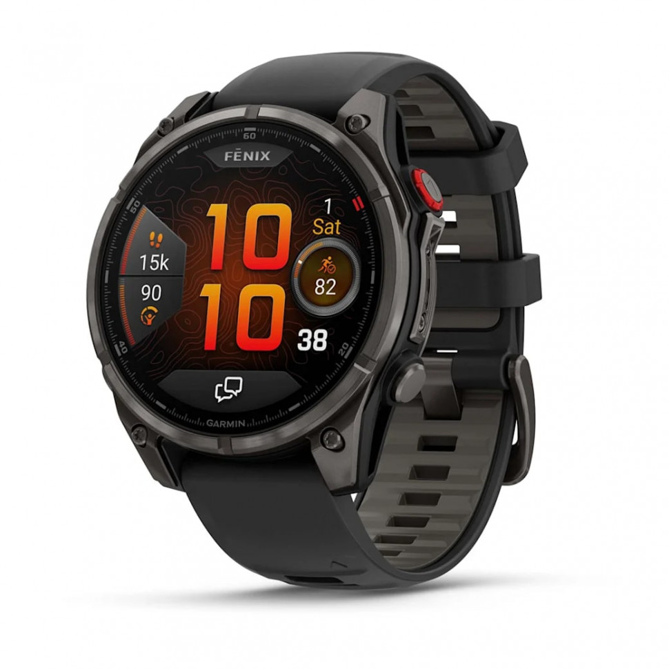 Умные часы Garmin Fenix 8 Pro 47mm AMOLED Sapphire Carbon Gray DLC Titanium with Black/Pebble Gray Silicone Band (010-03198-00)