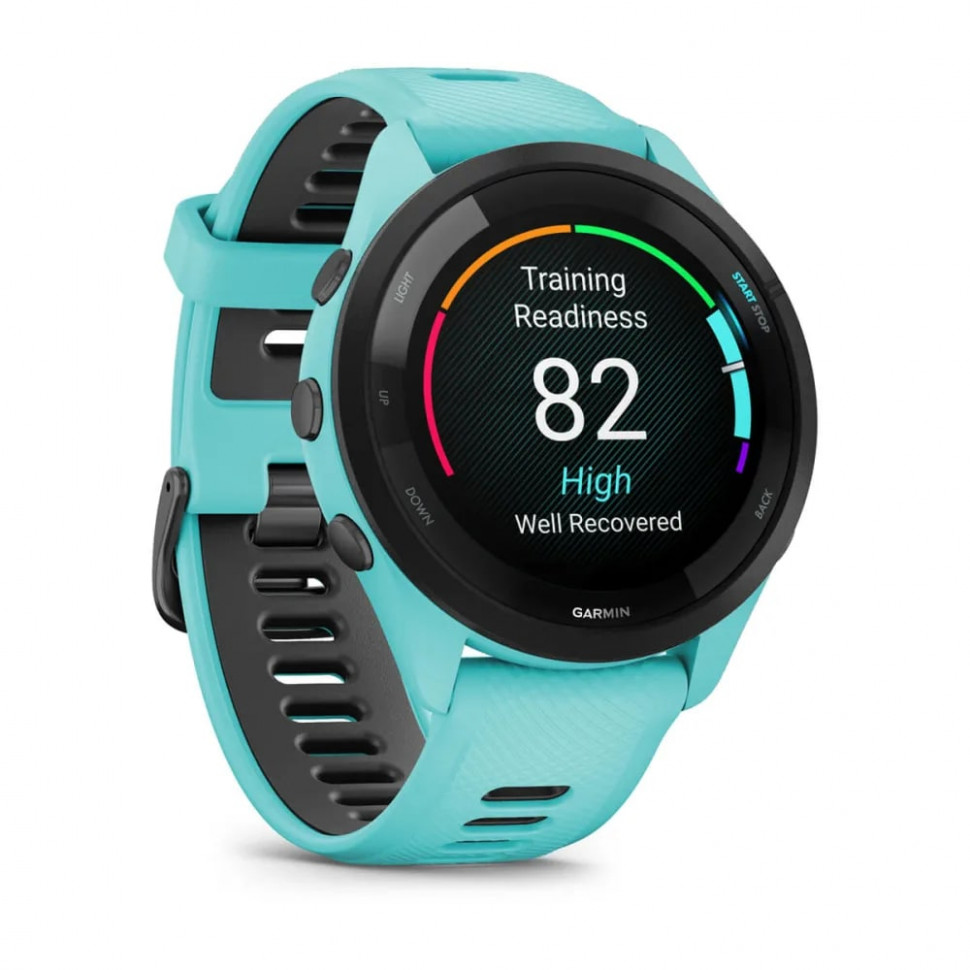 Умные часы Garmin Forerunner 265 46mm Black Bezel with Aqua Case and Aqua/Black Silicone Band (010-02810-12)
