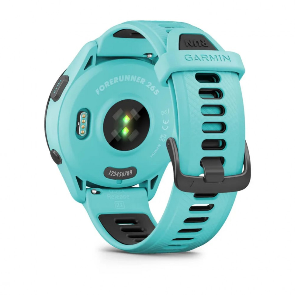 Умные часы Garmin Forerunner 265 46mm Black Bezel with Aqua Case and Aqua/Black Silicone Band (010-02810-12)