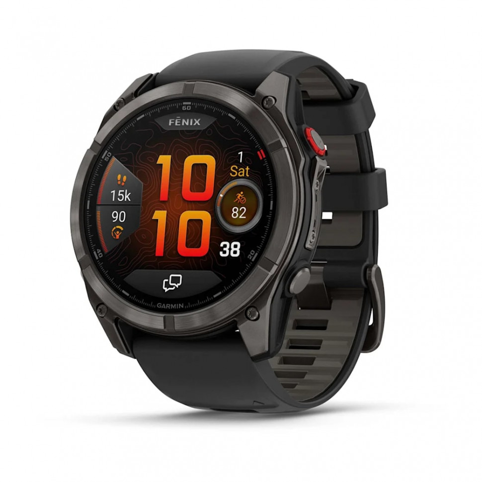 Умные часы Garmin Fenix 8 Pro 51mm AMOLED Sapphire Carbon Gray DLC Titanium with Black/Pebble Gray Silicone Band (010-03199-00)