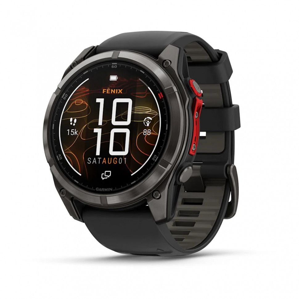 Умные часы Garmin Fenix 8 Pro 51mm MicroLED Sapphire Carbon Gray DLC Titanium with Black/Pebble Gray Silicone Band (010-03380-00)
