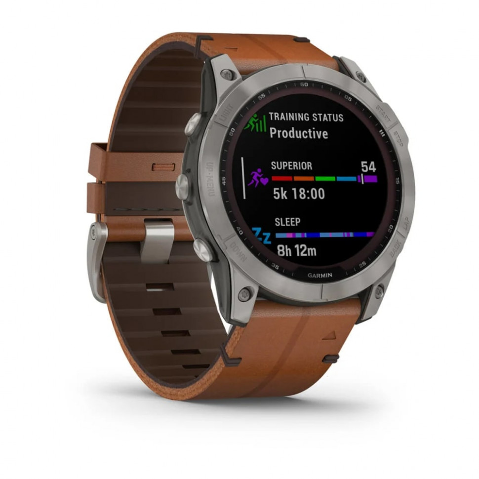 Умные часы Garmin Fenix 7X 51mm SOLAR Sapphire Titanium with Chestnut Leather Band (010-02541-19)