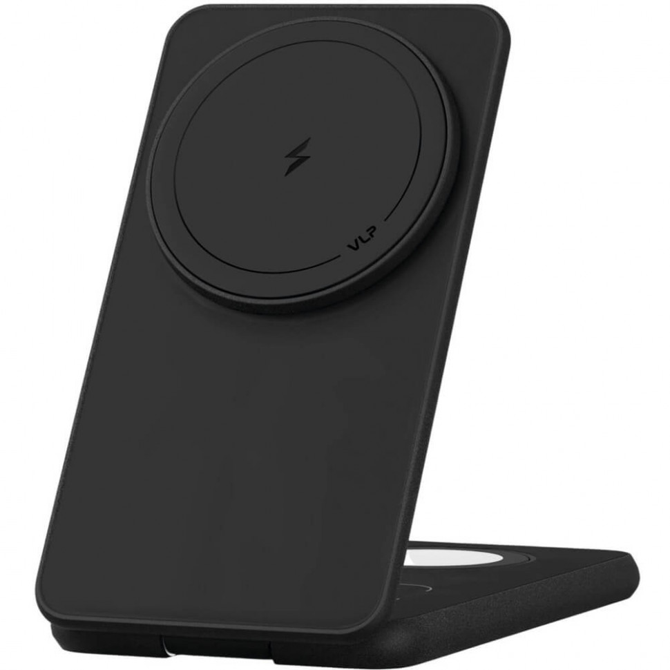 Беспроводное зарядное устройство VLP Alum Power Pro for Apple 3 в 1 Qi2 Черный титан