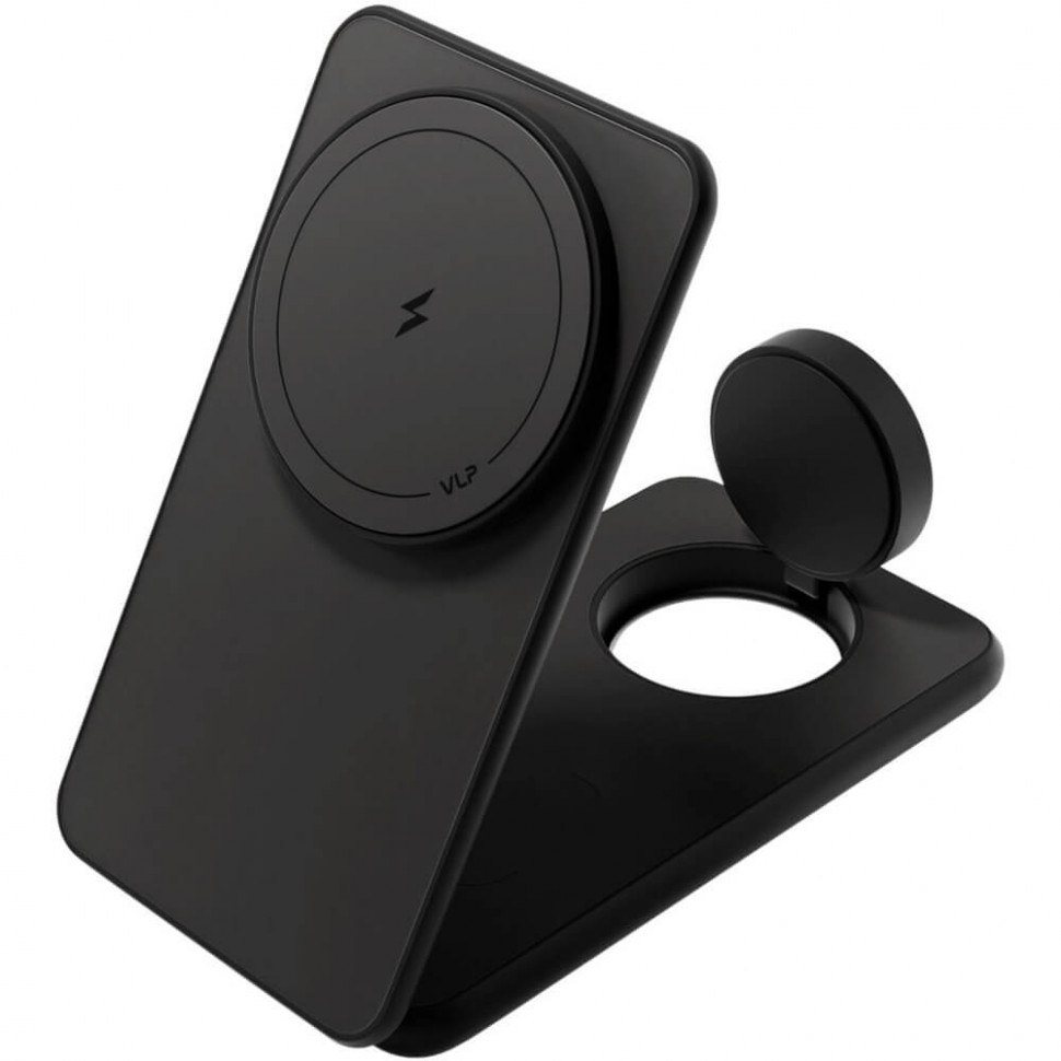 Беспроводное зарядное устройство VLP Alum Power Pro for Apple 3 в 1 Qi2 Черный титан