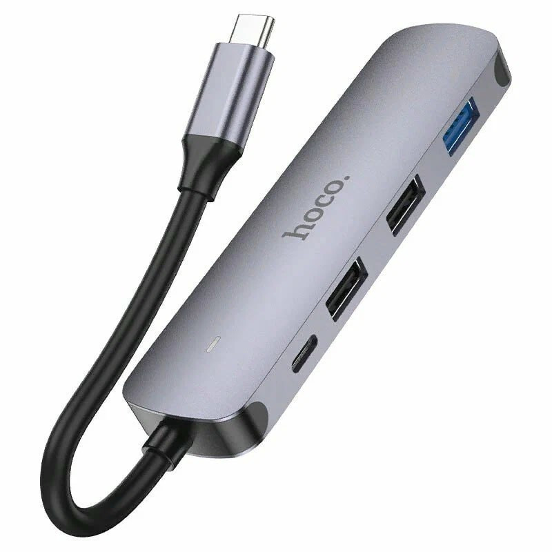 Стыковочная станция HOCO HB28 Type-C на HDMI, USB 3.0, USB 2.0, SD, TF, PD Серый