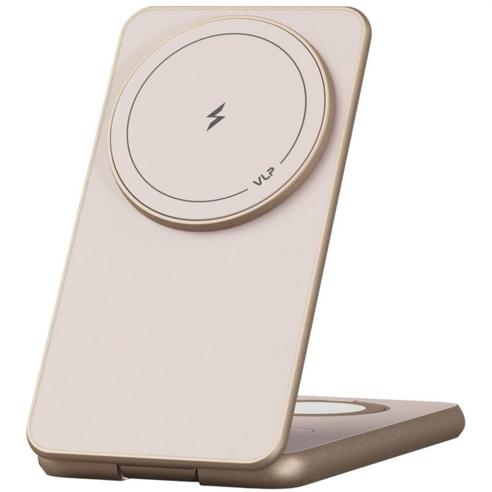 Беспроводное зарядное устройство VLP Alum Power Pro for Apple 3 в 1 Qi2 Пустынный титан
