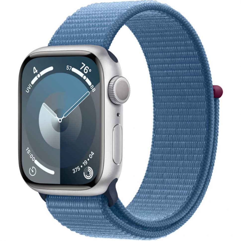 Умные часы Apple Watch Series 9 45mm Silver Aluminum Case with Blue Sport Loop