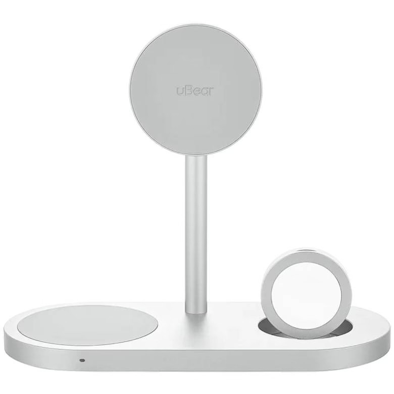 Беспроводное зарядное устройство uBear Stage Ultra 3 в 1 MagSafe Серебро