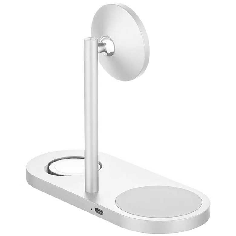 Беспроводное зарядное устройство uBear Stage Ultra 3 в 1 MagSafe Серебро