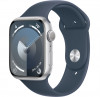 Умные часы Apple Watch Series 9 45mm Silver Aluminum Case with Storm Blue Sport Band (M/L)