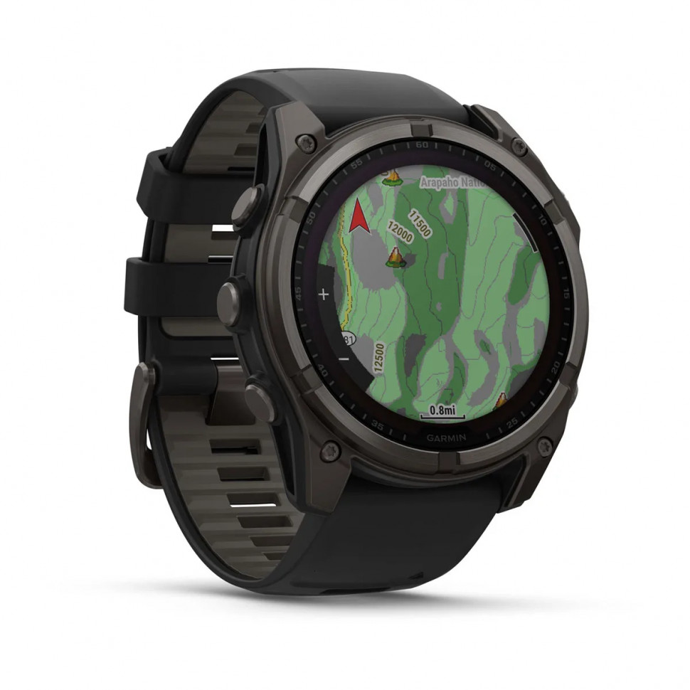 Умные часы Garmin Fenix 8 51mm SOLAR Sapphire Carbon Gray DLC Titanium with Black/Pebble Gray Silicone Band (010-02907-10)