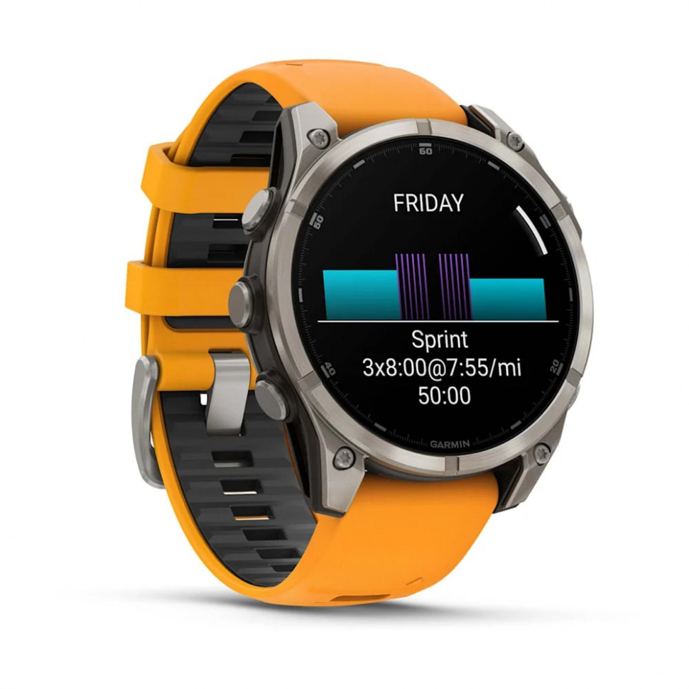 Умные часы Garmin Fenix 8 47mm AMOLED Sapphire Titanium with Spark Orange/Graphite Silicone Band (010-02904-10)